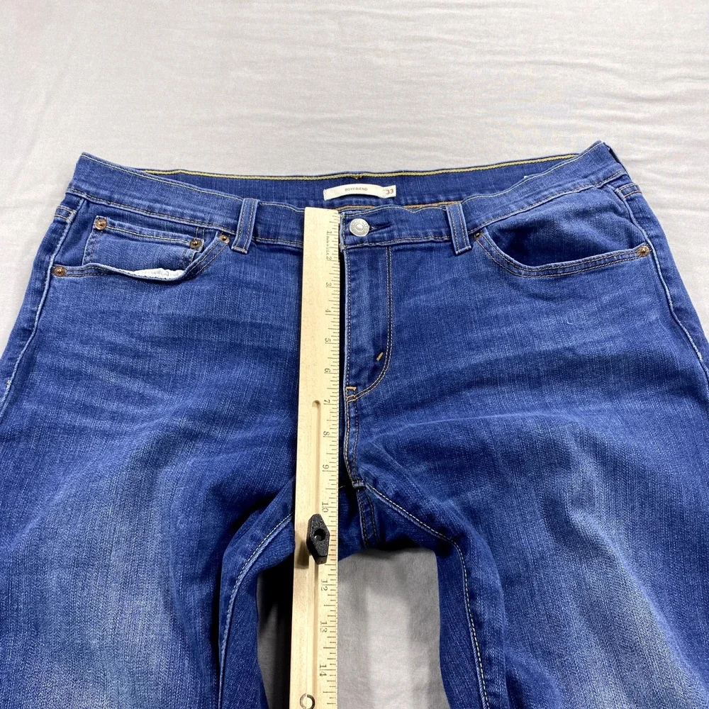 Levis‎ Boyfriend Jeans Womens 36x25 Blue Denim Mid Rise Casual Comfort Stretch ^